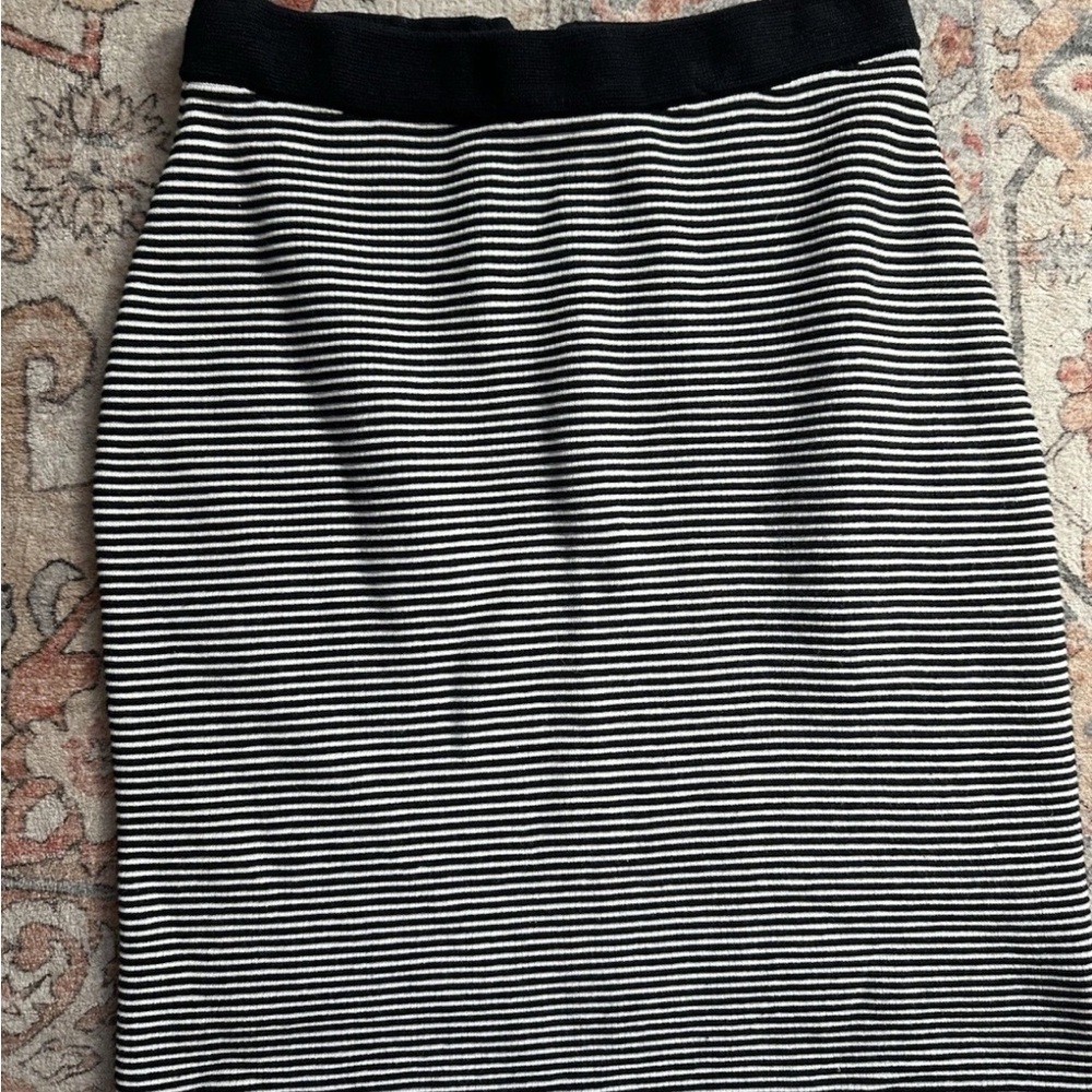 Black and White Striped Women's Skirt
